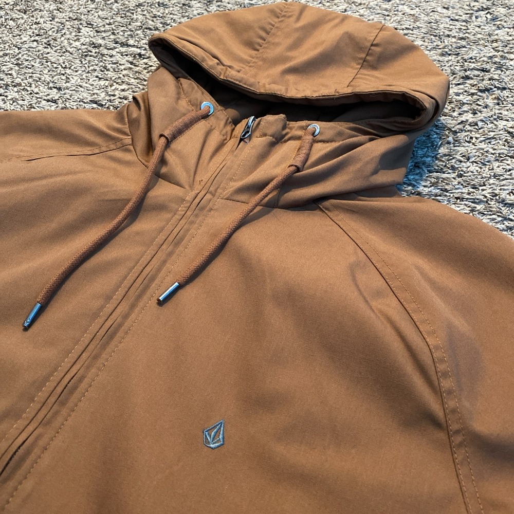 Volcom Hernan Jacket Mens Medium Brown Heavy Weight Hooded Water Resistant Coat - Picture 8 of 10